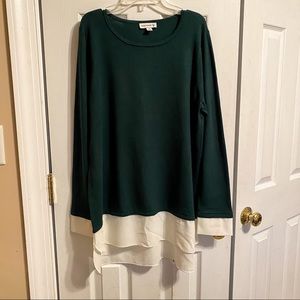Susan Graver Dark Green Faux Layered Sweater